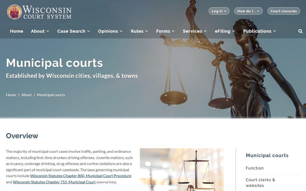 Wisconsin Municipal Courts overview for criminal court records