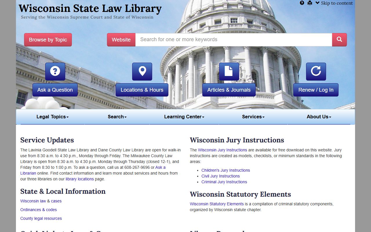 Wisconsin State Law Library for criminal court records research